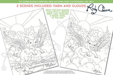 Load image into Gallery viewer, Flying Pig: downloadable printable 4-page PDF for coloring