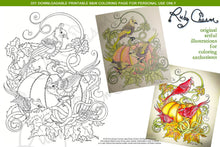 Load image into Gallery viewer, 3 Birds on Pumpkin: downloadable printable 2-page PDF