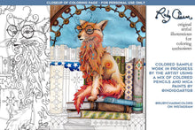 Load image into Gallery viewer, Fox in the Library: downloadabe printable 2-page PDF for coloring
