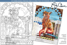 Load image into Gallery viewer, Fox in the Library: downloadabe printable 2-page PDF for coloring