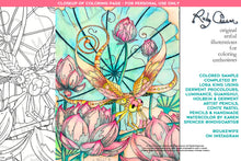 Load image into Gallery viewer, Insectimaginary Lotus Streamer Dragonfly: downloadable printable 2-page PDF for coloring