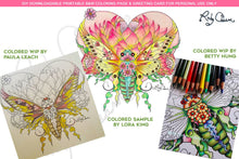 Load image into Gallery viewer, Valentine Cicada Heart: downloadable printable 2-page PDF for coloring