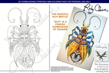 Load image into Gallery viewer, Insectimaginary Suvi Beetle: downloadable printable 2-page DPF for coloring