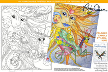 Load image into Gallery viewer, Insectimaginary Cosmic Ziggy Mantis: downloadable printable 2-page PDF for coloring