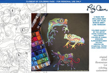 Load image into Gallery viewer, Three Frogs: downloadable printable 2-page PDF for coloring