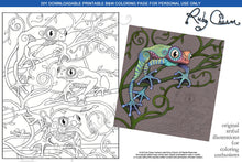 Load image into Gallery viewer, Three Frogs: downloadable printable 2-page PDF for coloring