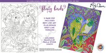 Load image into Gallery viewer, Flirty Birds: downloadable printable 2-page PDF for coloring