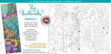 Load image into Gallery viewer, Animals Set 1 Bookmarks: downloadable printable 1-page PDF for coloring and DYI