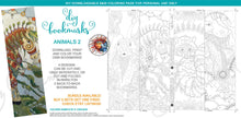 Load image into Gallery viewer, Animals Set 2 Bookmarks: downloadable printable 1-page PDF for coloring and DYI