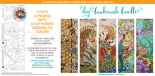 Load image into Gallery viewer, Bookmarks Bundle: downloadable printable 6-page PDF for DIY bookmarks (24 designs) to color
