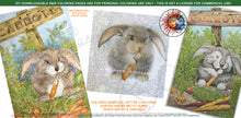 Load image into Gallery viewer, Carrot Patch Bunny: downloadable printable 2-page PDF for coloring
