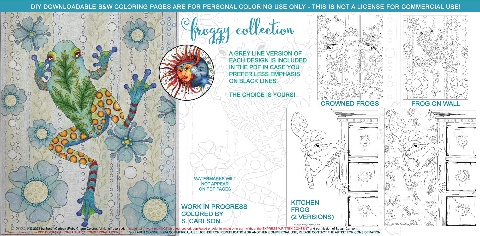 Froggy Collection: downloadable printable 8-page PDF for coloring – RubyCharmColors Froggy Collection: downloadable printable 8-page PDF for coloring – RubyCharmColors