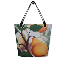 Load image into Gallery viewer, &quot;Garden Goods&quot; Pears All-Over Print 16 x 20&quot; Tote with Inside Pocket by Ruby Charm Colors
