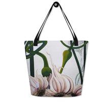 Load image into Gallery viewer, &quot;Garden Goods&quot; Garlic All-Over Print 16 x 20&quot; Tote with Inside Pocket by Ruby Charm Colors
