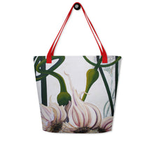 Load image into Gallery viewer, &quot;Garden Goods&quot; Garlic All-Over Print 16 x 20&quot; Tote with Inside Pocket by Ruby Charm Colors
