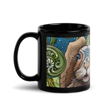 Load image into Gallery viewer, Spring Rabbit Black Glossy Mug by Ruby Charm Colors
