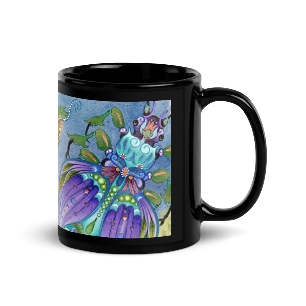 Insectimaginary 2 Black Glossy Mug by Ruby Charm Colors