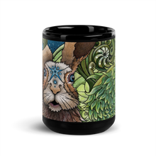 Load image into Gallery viewer, Spring Rabbit Black Glossy Mug by Ruby Charm Colors
