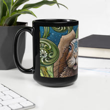 Load image into Gallery viewer, Spring Rabbit Black Glossy Mug by Ruby Charm Colors
