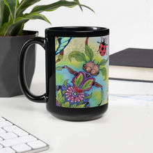 Load image into Gallery viewer, Insectimaginary 1 Black Glossy Mug by Ruby Charm Colors
