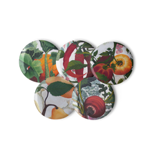 Load image into Gallery viewer, &quot;Garden Goods&quot; Set of 5 pin buttons by Ruby Charm Colors
