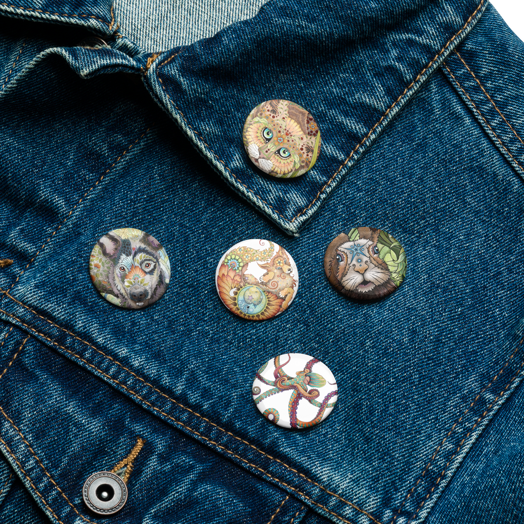 Set of pin 5 buttons by Ruby Charm Colors: Collection 1