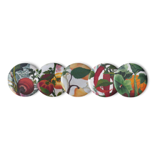 Load image into Gallery viewer, &quot;Garden Goods&quot; Set of 5 pin buttons by Ruby Charm Colors
