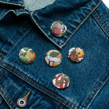 Load image into Gallery viewer, &quot;Garden Goods&quot; Set of 5 pin buttons by Ruby Charm Colors
