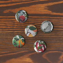 Load image into Gallery viewer, &quot;Garden Goods&quot; Set of 5 pin buttons by Ruby Charm Colors
