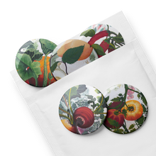 Load image into Gallery viewer, &quot;Garden Goods&quot; Set of 5 pin buttons by Ruby Charm Colors
