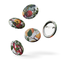 Load image into Gallery viewer, &quot;Garden Goods&quot; Set of 5 pin buttons by Ruby Charm Colors
