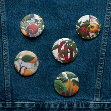 Load image into Gallery viewer, &quot;Garden Goods&quot; Set of 5 pin buttons by Ruby Charm Colors
