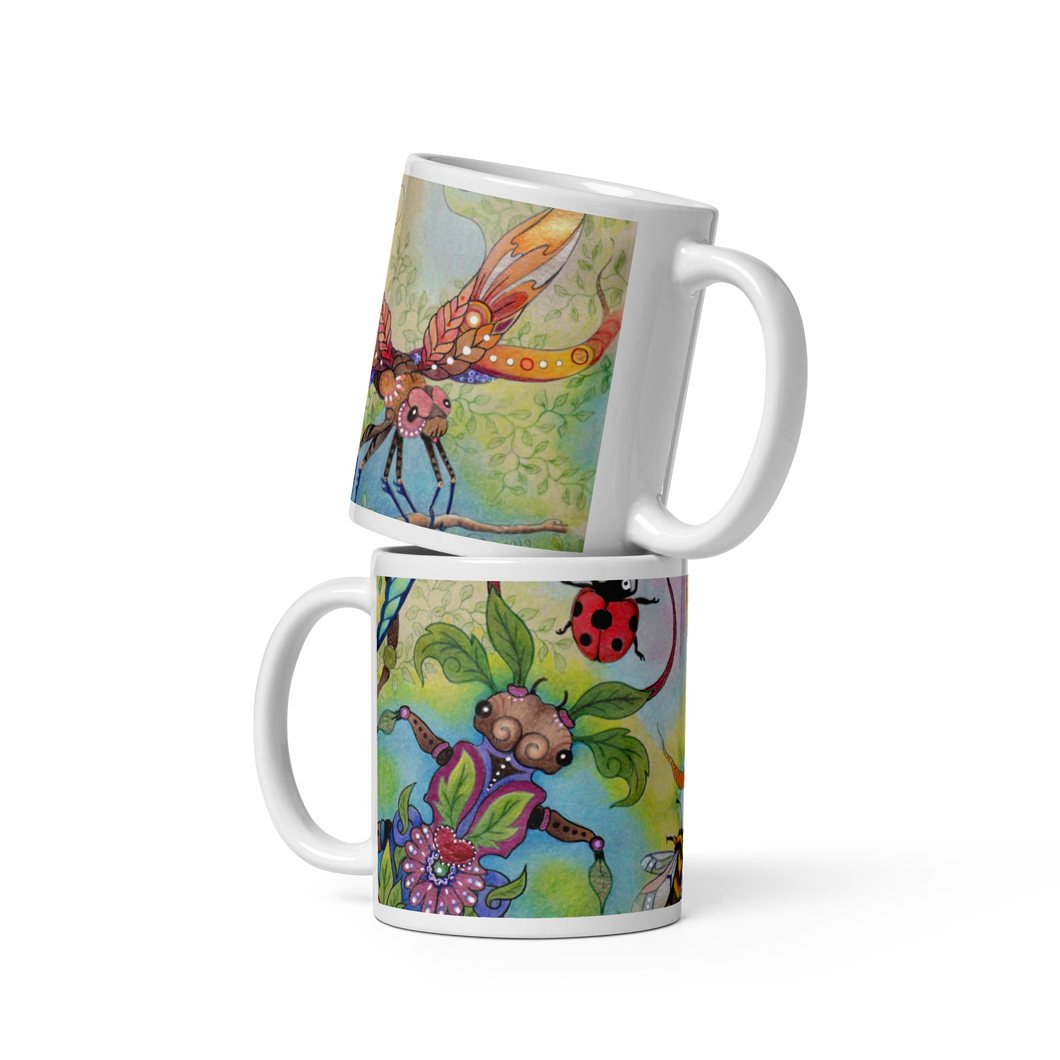 Insectimaginary 1 White Glossy Mug by Ruby Charm Colors