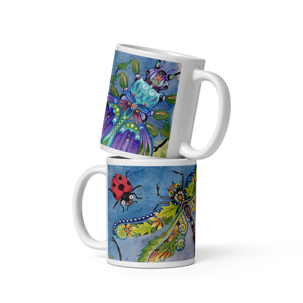 Insectimaginary 2 White Glossy Mug by Ruby Charm Colors