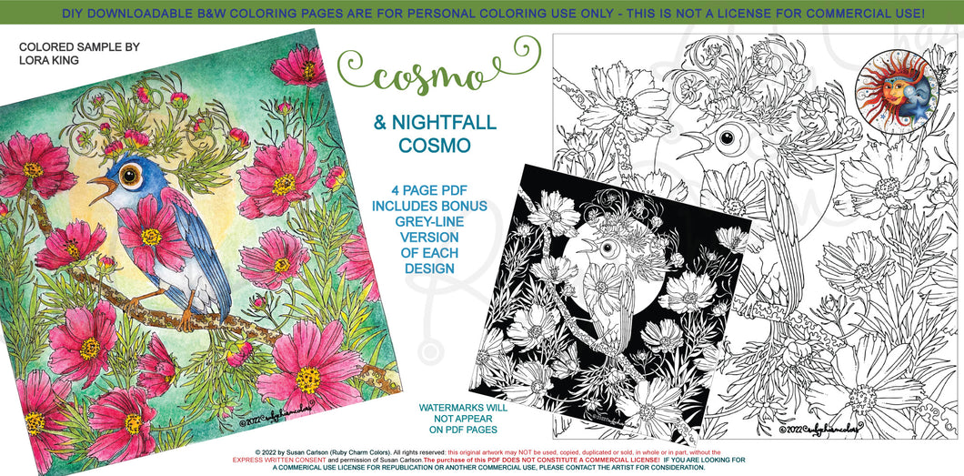 Cosmo: downloadable printable 4-page PDF for coloring