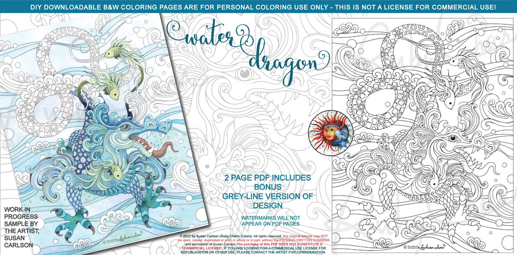 Water Dragon: downloadable printable 2-page PDF