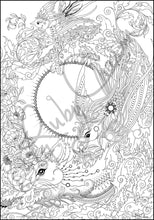Load image into Gallery viewer, Cat with Birds: downloadable printable 2-page PDF for coloring
