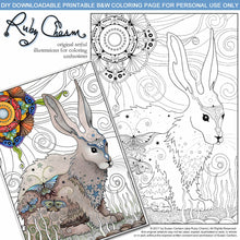 Load image into Gallery viewer, Butterfly Rabbit: downloadable printable 2-page PDF for coloring
