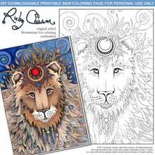 Load image into Gallery viewer, Lion Face: downloadable printable 2-page PDF for coloring
