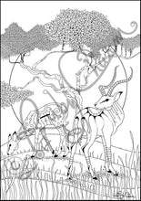 Load image into Gallery viewer, Two Gazelles: downloadable printable 2-page PDF for coloring
