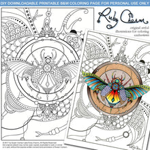 Load image into Gallery viewer, Jewel Beetle: downloadable printable 2-page PDF for coloring
