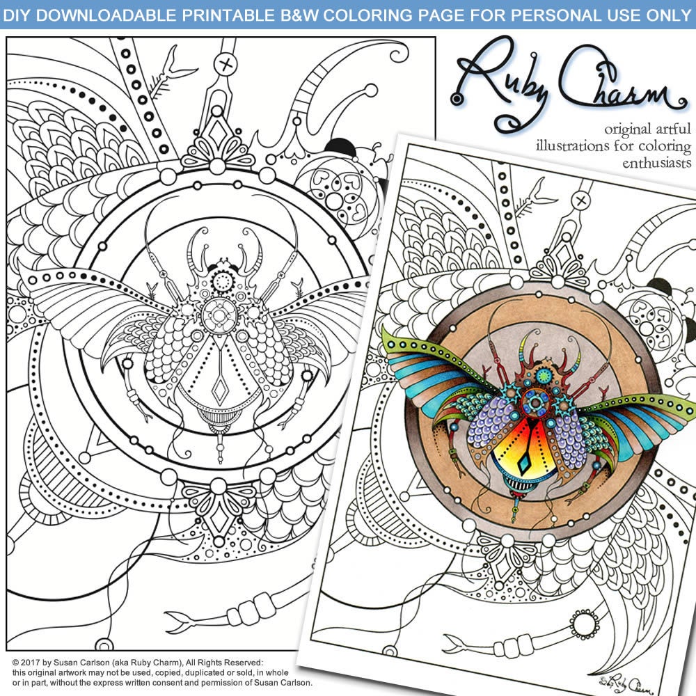 Jewel Beetle: downloadable printable 2-page PDF for coloring