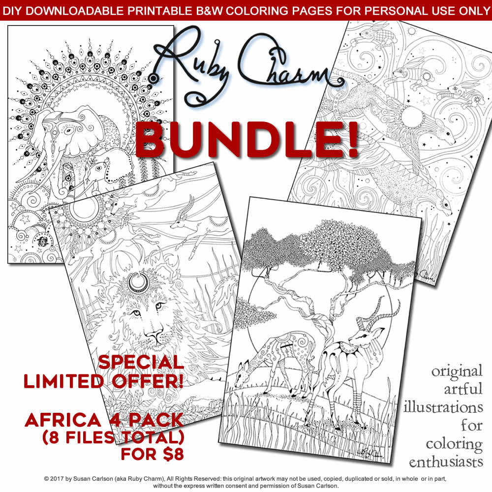 African Animals BUNDLE: downloadable printable 8-page PDF