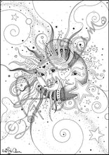 Load image into Gallery viewer, Sun and Moon: downloadable printable 2-page PDF for coloring
