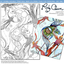Load image into Gallery viewer, SEA LIONS &amp; FISH: downloadable printable 2-page PDF for coloring
