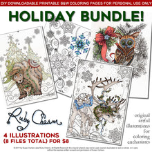 Load image into Gallery viewer, HOLIDAY BUNDLE: downloadable printable 8-page PDF for coloring
