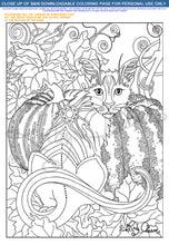 Load image into Gallery viewer, AUTUMN CAT: Downloadable printable 2-page PDF for coloring
