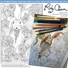 Load image into Gallery viewer, Spring Rabbit: downloadable printable 2-page PDF for coloring
