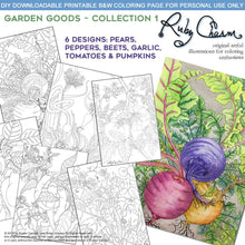 Load image into Gallery viewer, Garden Goods Bundle: downloadable printable 12-page PDF for coloring

