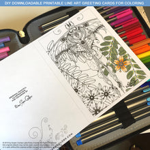 Load image into Gallery viewer, Butterflies and Moths: DIY downloadable printable cards (8 designs - 16 page PDF) for coloring
